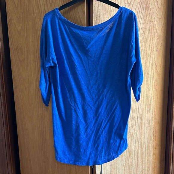 J. Crew Royal Blue Blouse with White Floral Embroidery - Picture 3 of 3